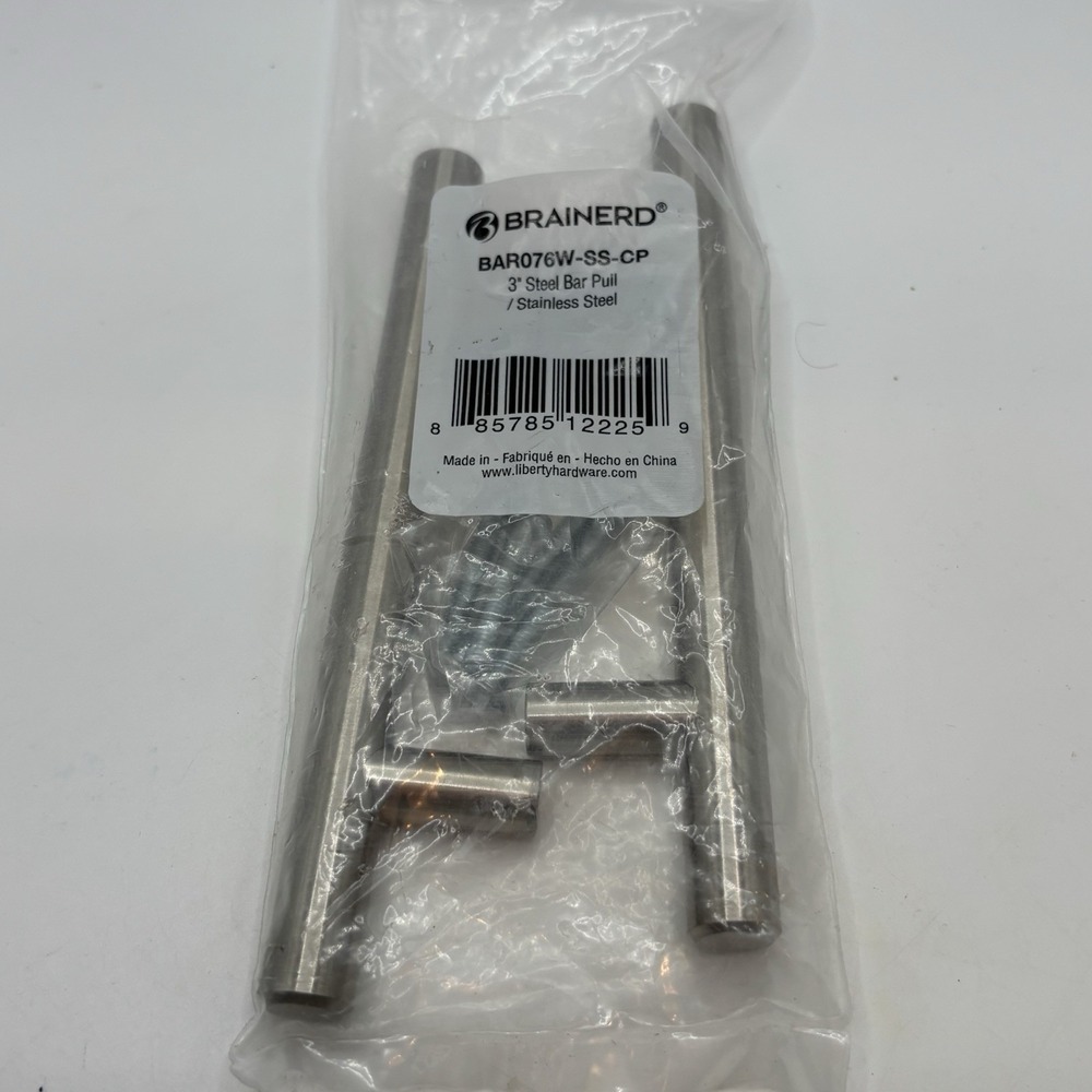 Brainerd BAR076W-SS-CP 3inch Steel Bar Pull Cabinet‎ Stainless Steel Qty 2 Pulls